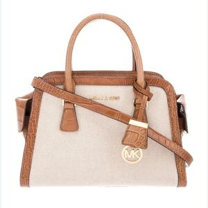 Michael Kors Harper Canvas Two Toned Satchel Shoulder Bag